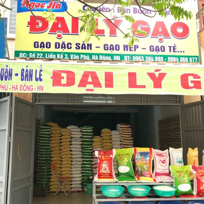 biển quảng cáo bán gạo